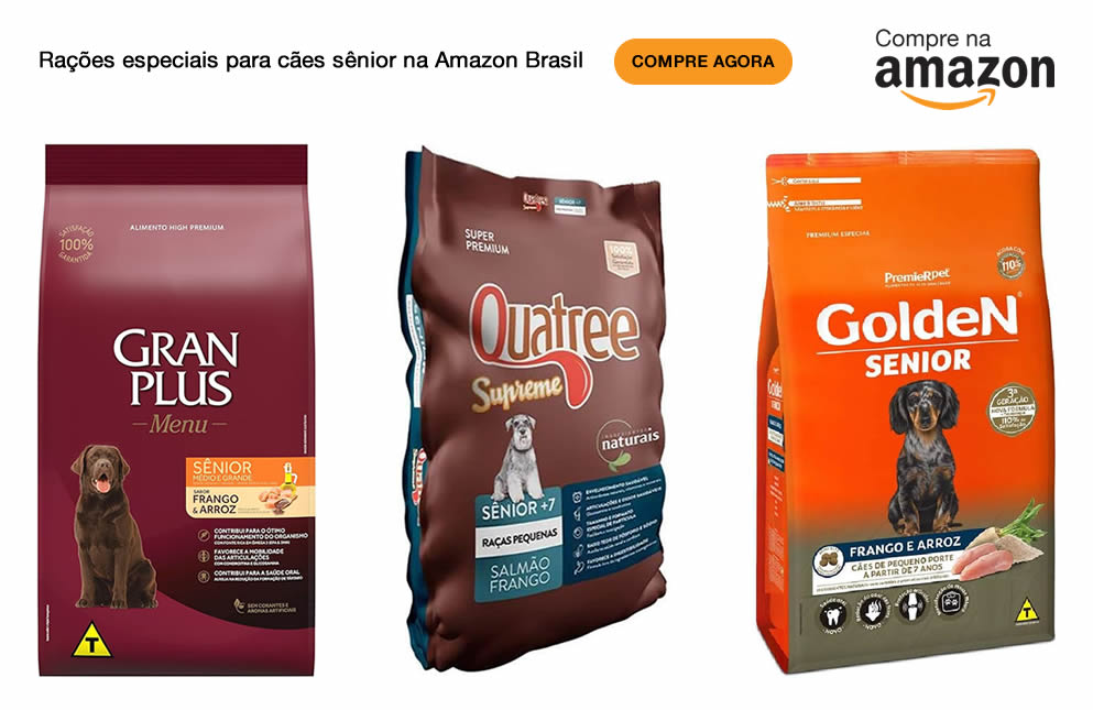 Rações para cães sênior na Amazon Brasil.